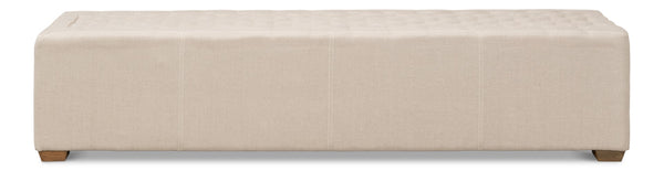 Sarreid The 6 Foot Bench – Stylish Beige Linen Upholstered Seating With Durable American Oak Frame Beige  27720
