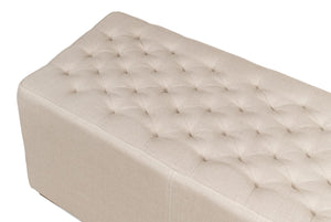 Sarreid The 6 Foot Bench – Stylish Beige Linen Upholstered Seating With Durable American Oak Frame Beige  27720