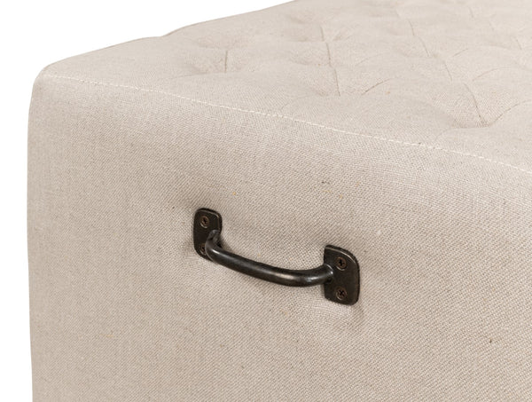 Sarreid The 6 Foot Bench – Stylish Beige Linen Upholstered Seating With Durable American Oak Frame Beige  27720