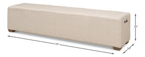 Sarreid The 6 Foot Bench – Stylish Beige Linen Upholstered Seating With Durable American Oak Frame Beige  27720