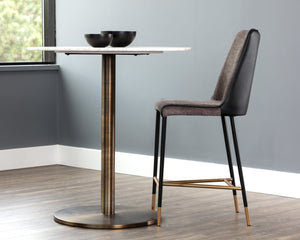 Sunpan KLAUS Counter Stool - Stylish Sparrow Grey Fabric & Napa Black Faux Leather for Modern Spaces 106037
