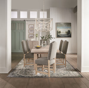 Sarreid Bauhaus Dining Table With Two 16" Leaves – Elegant Natural Oak Finish For Modern Dining Spaces Beige  27736