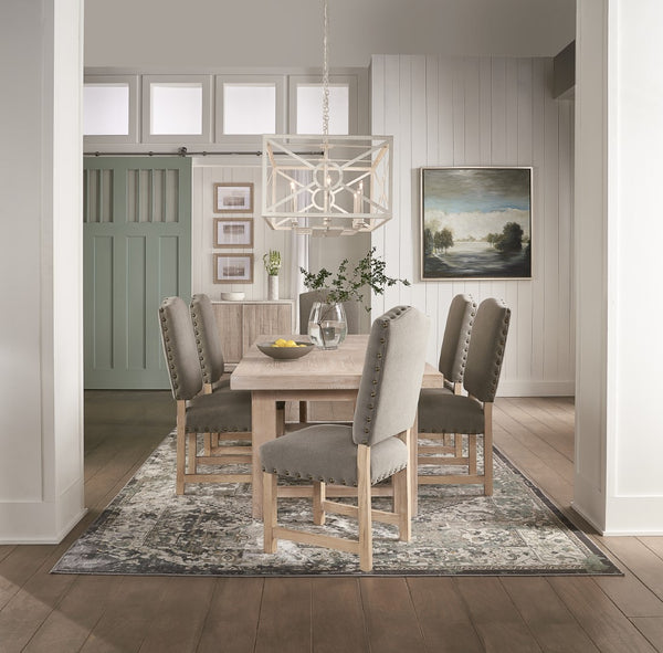 Sarreid Bauhaus Dining Table With Two 16" Leaves – Elegant Natural Oak Finish For Modern Dining Spaces Beige  27736