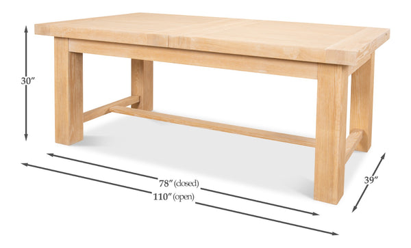 Sarreid Bauhaus Dining Table With Two 16" Leaves – Elegant Natural Oak Finish For Modern Dining Spaces Beige  27736