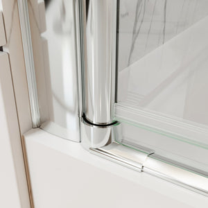 English Elm 30--32 in Frameless Pivot Shower Door Clear Tempered Glass Chrome Hardware Reversible W63777026