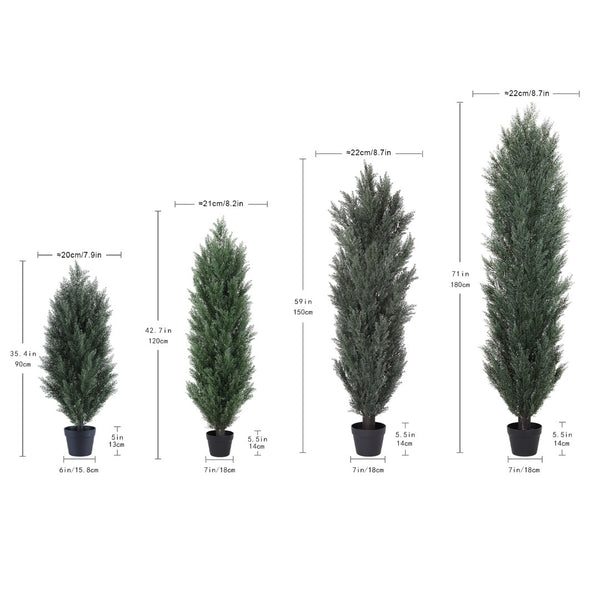 English Elm 5ft Faux Cypress Trees Set of 2 Realistic Tall Greenery for Entryway or Patio W2945P322224
