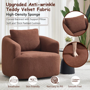 English Elm 360° 360 Swivel Teddy Velvet Accent Chair Plush Cocoon Seat for Living Room or Bedroom W5385P454804
