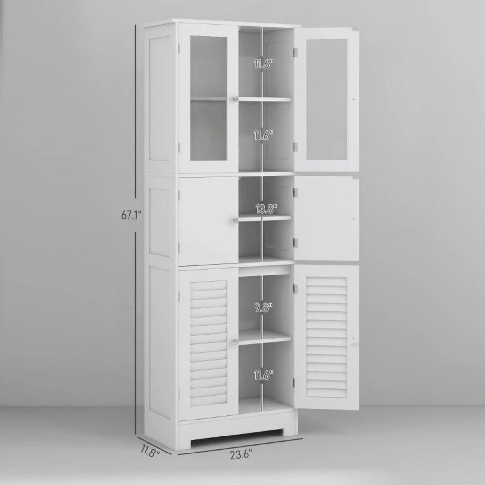 English Elm Foyer Beadboard Floor Cabinet with Drawers White Farmhouse Storage for Entryway Bath T3971P466327