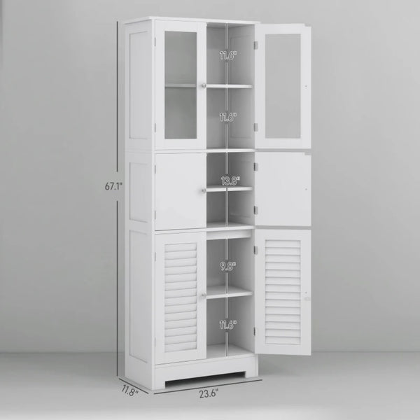 English Elm Foyer Beadboard Floor Cabinet with Drawers White Farmhouse Storage for Entryway Bath T3971P466327