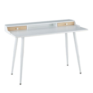 English Elm Desk with Powder-coated Steel Legs and Natural Wood Accents for Modern Home Office B202P471628