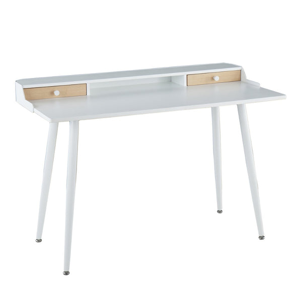 English Elm Desk with Powder-coated Steel Legs and Natural Wood Accents for Modern Home Office B202P471628