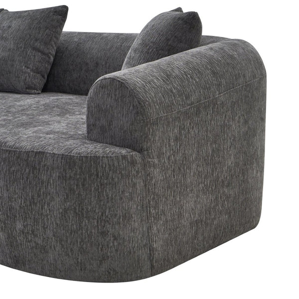 English Elm Curved Chenille Modular Sectional Sofa Boneless High-density Foam for Apartment Living Grey W3728S00008