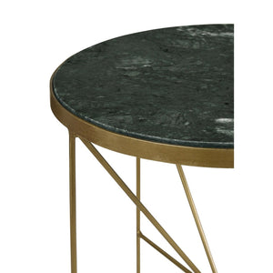 English Elm Sidney Green Marble Round Side Table with Geometric Iron Base for Living Room Decor B062P441131