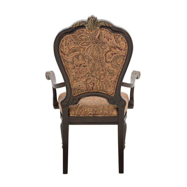 English Elm Traditional Russian Hill Armchairs Set of 2 with Gold Tipped Finish, Jacquard Upholstery, Elegant Dining Seating Cherry 45 L x 22 W x 15.5 H B011P321313