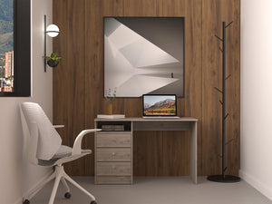 English Elm Computer Desk Nemocon 3-Drawer Light Gray — Spacious 46" Top, Open Shelf, Modern Minimalist Design B097S00097