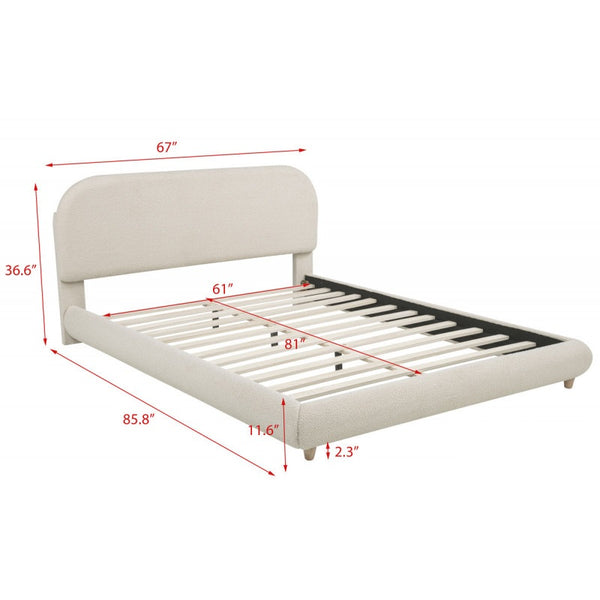 English Elm Contemporary Plush Upholstered Two-Tone Platform Twin Bed with Padded Headboard and Footboard, Sturdy Modern Frame Cream 85.5 L x 12.5 W x 7.5 H B011S01861