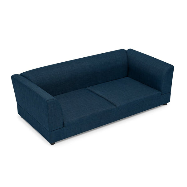 English Elm Comfortable Linen Upholstered Pet Sofa with Backrest and Armrests for Large Dogs Dark Blue W487P430319