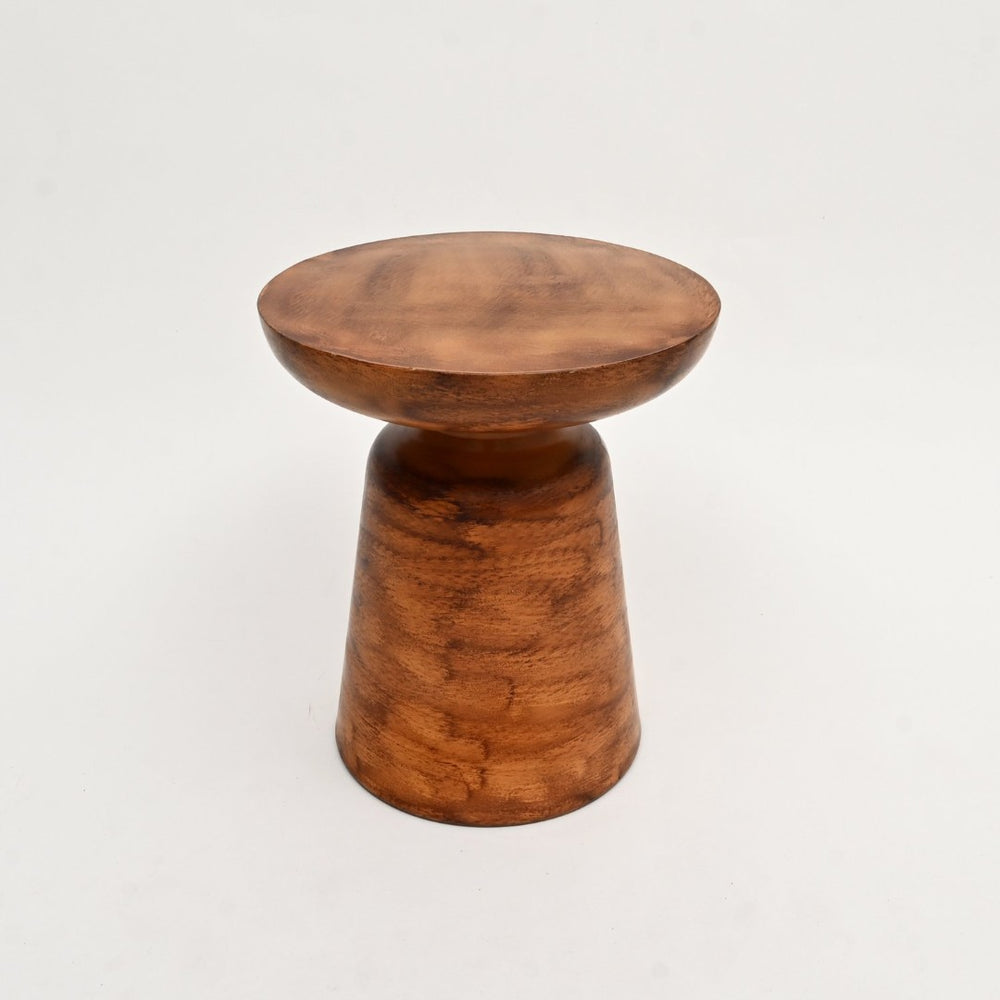 English Elm Decorative Iron Frame Round Side Table with Wood Top for Living Room or Office B346P324866