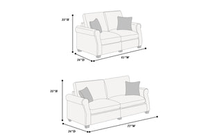 English Elm Contemporary Corduroy Sofa and Loveseat Set with Wooden Legs for Living Room B011S02181