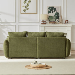 English Elm 3 Seater Paired Teddy Fleece Sofa Set Pine Frame Living Room Seating with Cushions Green W1193S00185
