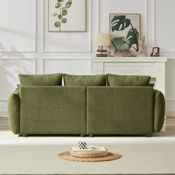 English Elm 3 Seater Paired Teddy Fleece Sofa Set Pine Frame Living Room Seating with Cushions Green W1193S00185