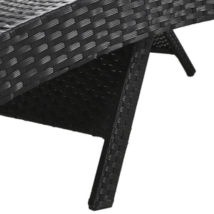 English Elm K&K 80" Outdoor Wicker Chaise Lounge Set of 2 with 2000H UV Wicker, Pull-Out Side Table, 4-Position Recliner Black WF321204AAB