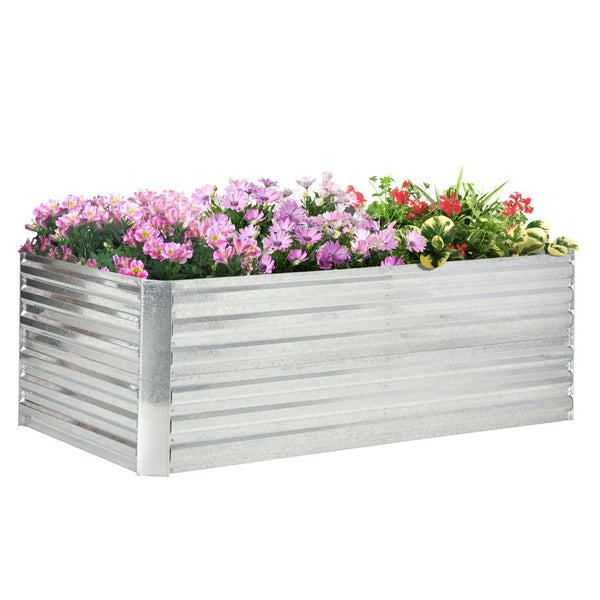 English Elm Outsunny Tall Galvanized Steel Raised Garden Bed with Reinforced Walls for Deep Root Growth W2225P200598