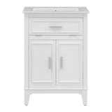 English Elm 24" Bathroom Vanity With Sink, Bathroom Vanity Cabinet With One Flip Drawer and Doors, Solid Wood and Mdf, White