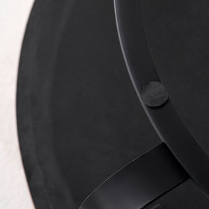 English Elm Modern Round Pine Coffee Table with Carved Wood Top and Sleek Metal Legs for Stylish Living Spaces Natural+Black W757P186923