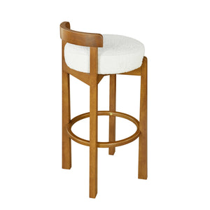 English Elm Christopher Knight Home® - Elise Elegant Wooden Low Back Barstool Set of 2 with Padded Fabric Seats, Compact Durable Design Walnut,White N775P277433W