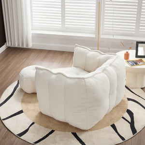 English Elm Soft Bean Bag Chair With High-Resilience Foam Chips & Footstool – Ideal For Gaming, Reading, Relaxing W1996P309477-GIGA