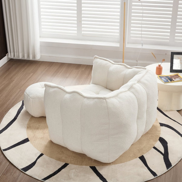 English Elm Soft Bean Bag Chair With High-Resilience Foam Chips & Footstool – Ideal For Gaming, Reading, Relaxing W1996P309477-GIGA