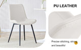 English Elm White Artificial Leather Backrest Cushion Dining Chair, Black Metal Legs, Curved Widened Cushion Design For More Comfort, Suitable For Restaurants, Kitchens, Bedrooms, Offices.(6 Chairs) 0502