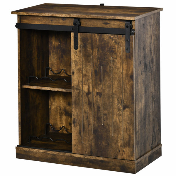 English Elm Homcom Industrial Wine Cabinet With Sliding Barn Door, 6-Bottle Rack & Versatile Storage Design W2225P217406