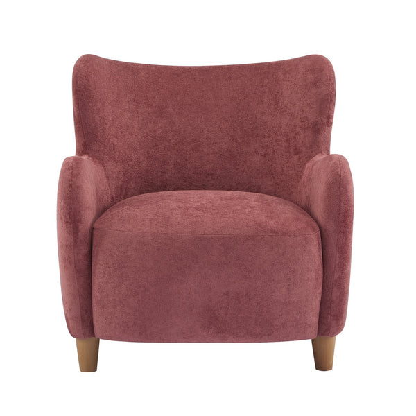 English Elm Christopher Knight Home® - Lucia Velvet Wingback Armchair with Pocket Spring Cushion, Mid-Century Birch Legs, Luxe Comfort Red,Teak 31.5 L x 30.75 W x 30.5 H N776P205426R