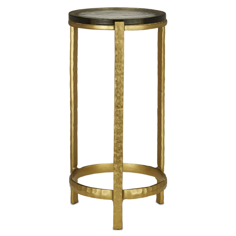 Acea Gold Drinks Table - Handcrafted Cast Aluminum & Glass for Modern Elegance in Any Space
