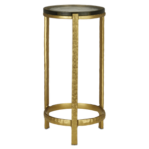 Acea Gold Drinks Table - Handcrafted Cast Aluminum & Glass for Modern Elegance in Any Space