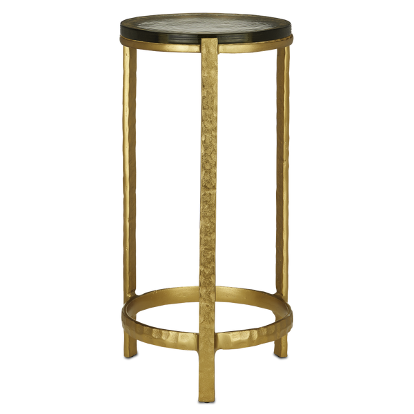 Acea Gold Drinks Table - Handcrafted Cast Aluminum & Glass for Modern Elegance in Any Space