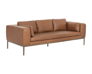 Sunpan Burr Sofa - Modern Masculine Design with Oversized Comfort and Antique Brass Accents for Your Space Behike Saddle Leather