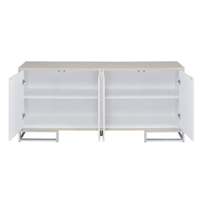 English Elm Replacement Console Cabinet Top Section Four Door Particle Board with Dual Interior Shelves B2726P439951
