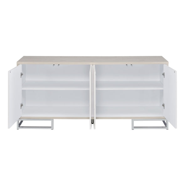 English Elm Replacement Console Cabinet Top Section Four Door Particle Board with Dual Interior Shelves B2726P439951