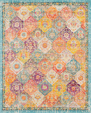 Unique Loom Penrose Blake Machine Made Trellis Rug Multi, Blue/Gray/Green/Orange/Navy Blue/Peach/Purple/Red/Yellow/Pink 8' 0" x 10' 0"