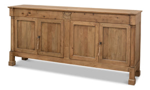 Sarreid Caracole Driftwood Credenza - Solid Walnut Elegance With 2 Adjustable Shelves & 2 Decorative Keys Beige  27844