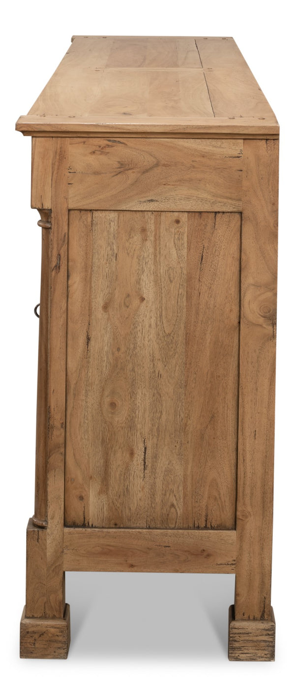 Sarreid Caracole Driftwood Credenza - Solid Walnut Elegance With 2 Adjustable Shelves & 2 Decorative Keys Beige  27844