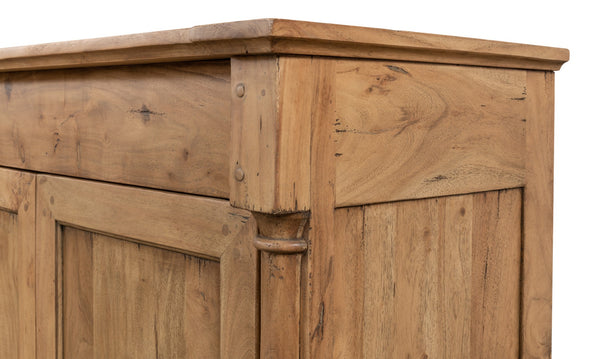 Sarreid Caracole Driftwood Credenza - Solid Walnut Elegance With 2 Adjustable Shelves & 2 Decorative Keys Beige  27844