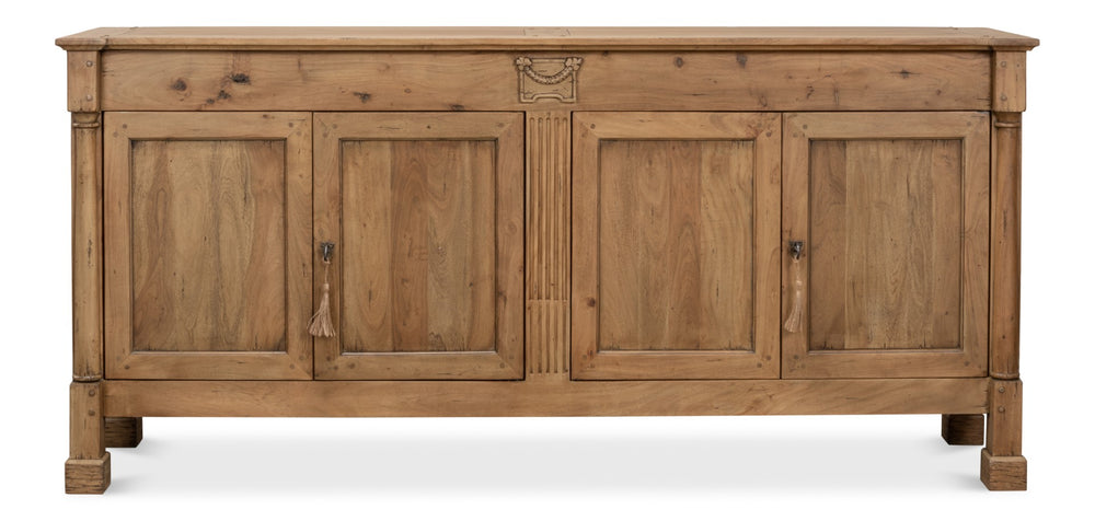 Sarreid Caracole Driftwood Credenza - Solid Walnut Elegance With 2 Adjustable Shelves & 2 Decorative Keys Beige  27844