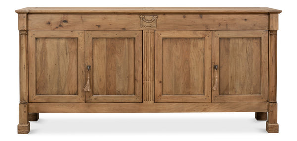 Sarreid Caracole Driftwood Credenza - Solid Walnut Elegance With 2 Adjustable Shelves & 2 Decorative Keys Beige  27844