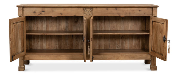 Sarreid Caracole Driftwood Credenza - Solid Walnut Elegance With 2 Adjustable Shelves & 2 Decorative Keys Beige  27844