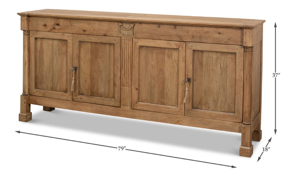 Sarreid Caracole Driftwood Credenza - Solid Walnut Elegance With 2 Adjustable Shelves & 2 Decorative Keys Beige  27844