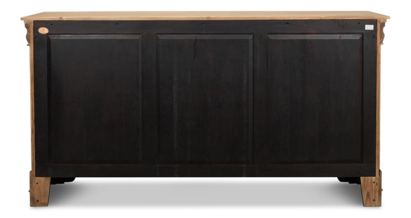 Sarreid Cafe Au Lait Buffet - Elegant Driftwood Finish With Faux Keyhole Escutcheon, Solid Walnut Charm Beige  27857